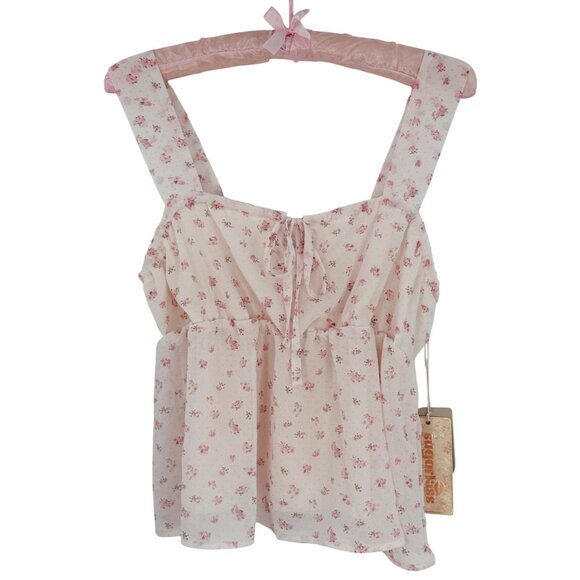 NWT Sugar Lips Ditsy Floral Empire Waist Babydoll Top | Romantic Coquette Fairy - Picture 4 of 16